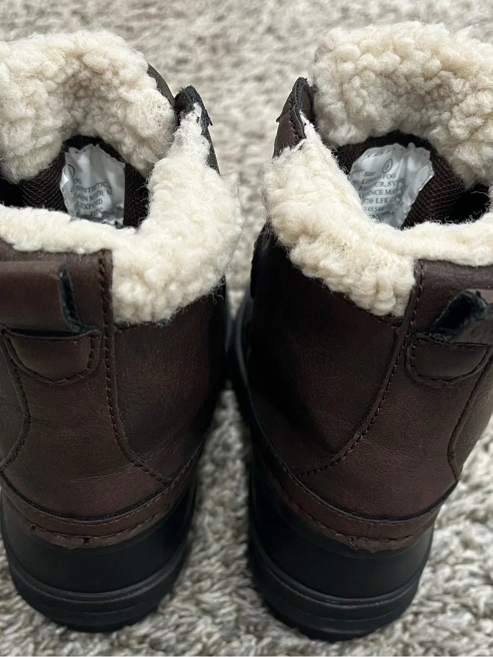 London Fog Kids Brown Winter Boots with Sherpa Lining